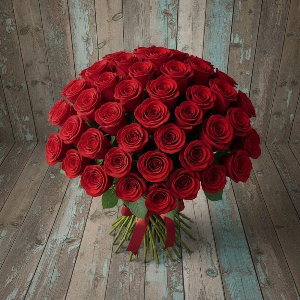 Букет 55 Красных роз Фридом в Майдарово