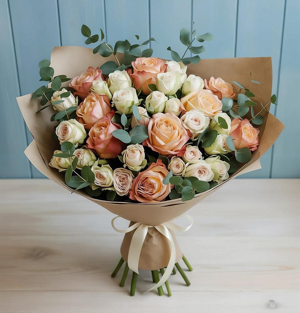 Букет цветов из: Альстромерии и Розы в Майдарово