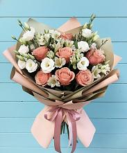 Букет цветов из:  Розы, Альстромерии и Лизиантусы в Майдарово