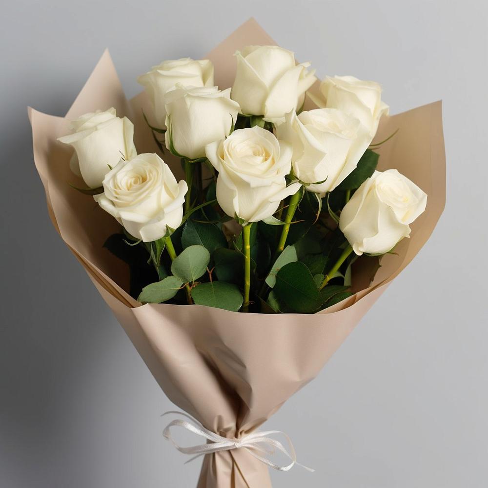 Букет 9 Белых роз Эдлесс Лав в Майдарово