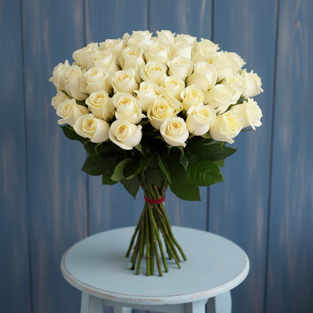 Букет 51 Белая роза Эдлесс Лав в Майдарово