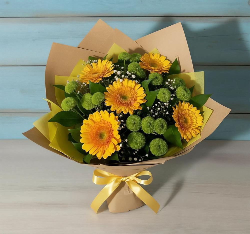 Букет цветов из: Герберы и Хризантемы в Майдарово
