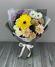 Букет цветов из:  Розы, Герберы и Хризантемы в Майдарово