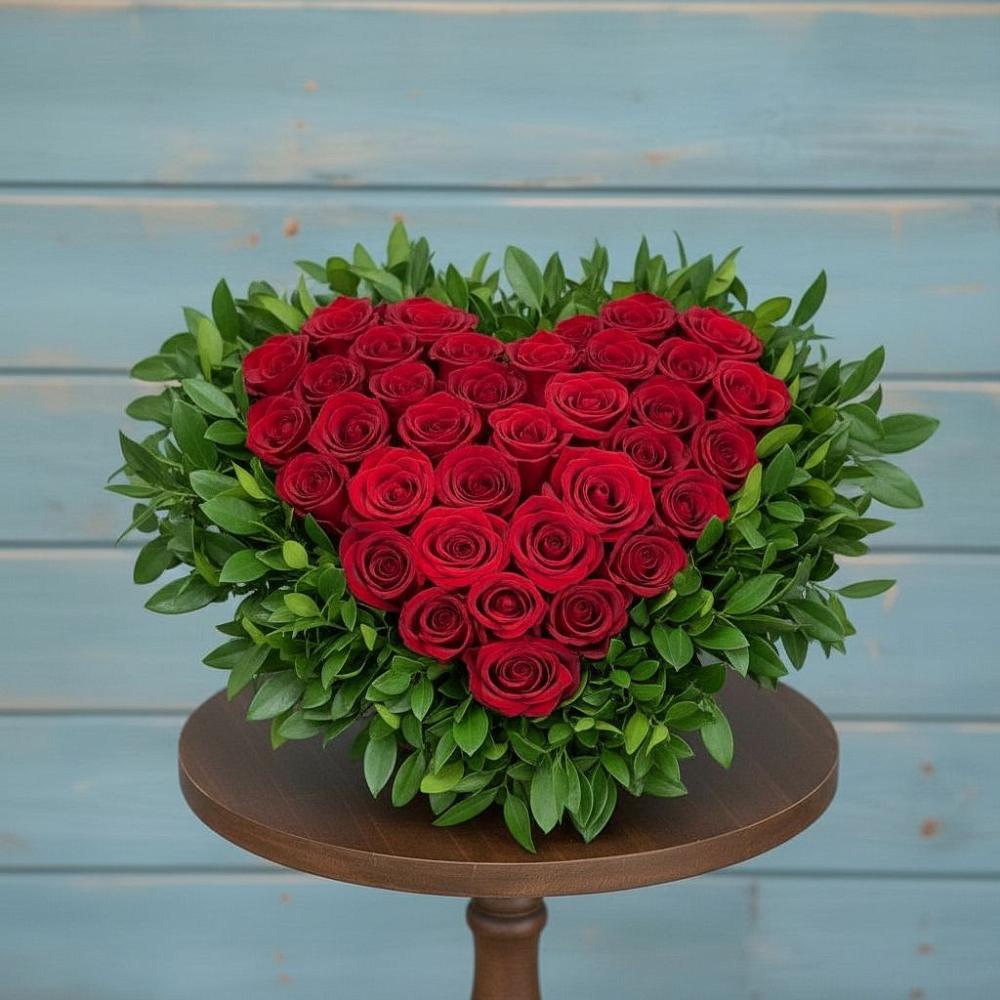 Цветочная композиция из Розы в виде сердца в Майдарово