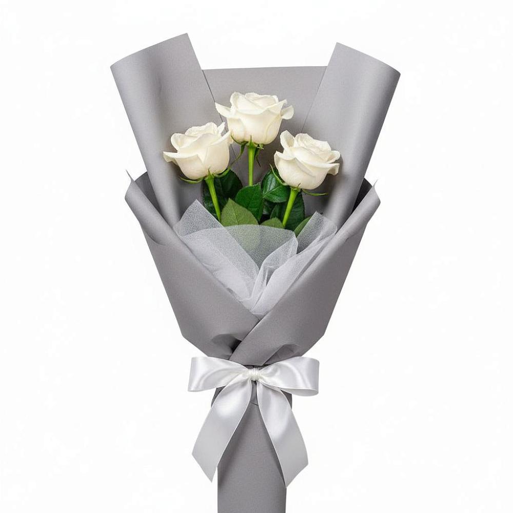 Букет 3 белые розы в Майдарово