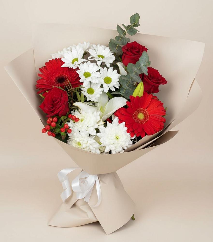 Букет цветов из: Розы, Хризантемы, Герберы и Лилии в Майдарово