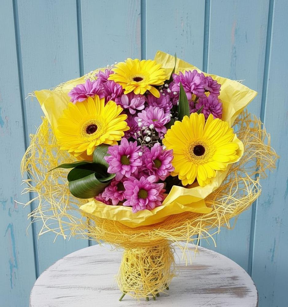 Букет цветов из: Хризантемы и Герберы в Майдарово