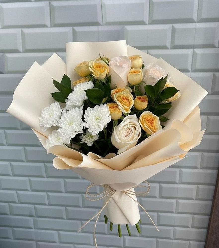 Букет цветов из: Розы и Хризантемы в Майдарово