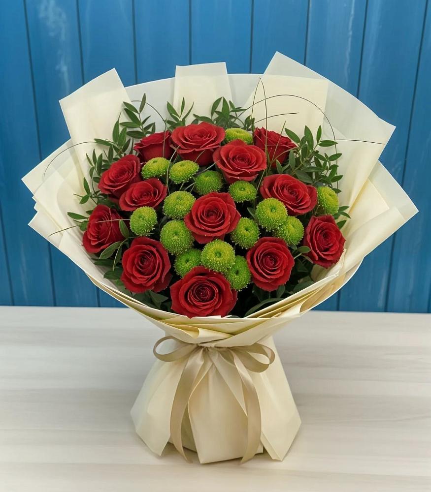 Букет цветов из: Розы и Хризантемы в Майдарово