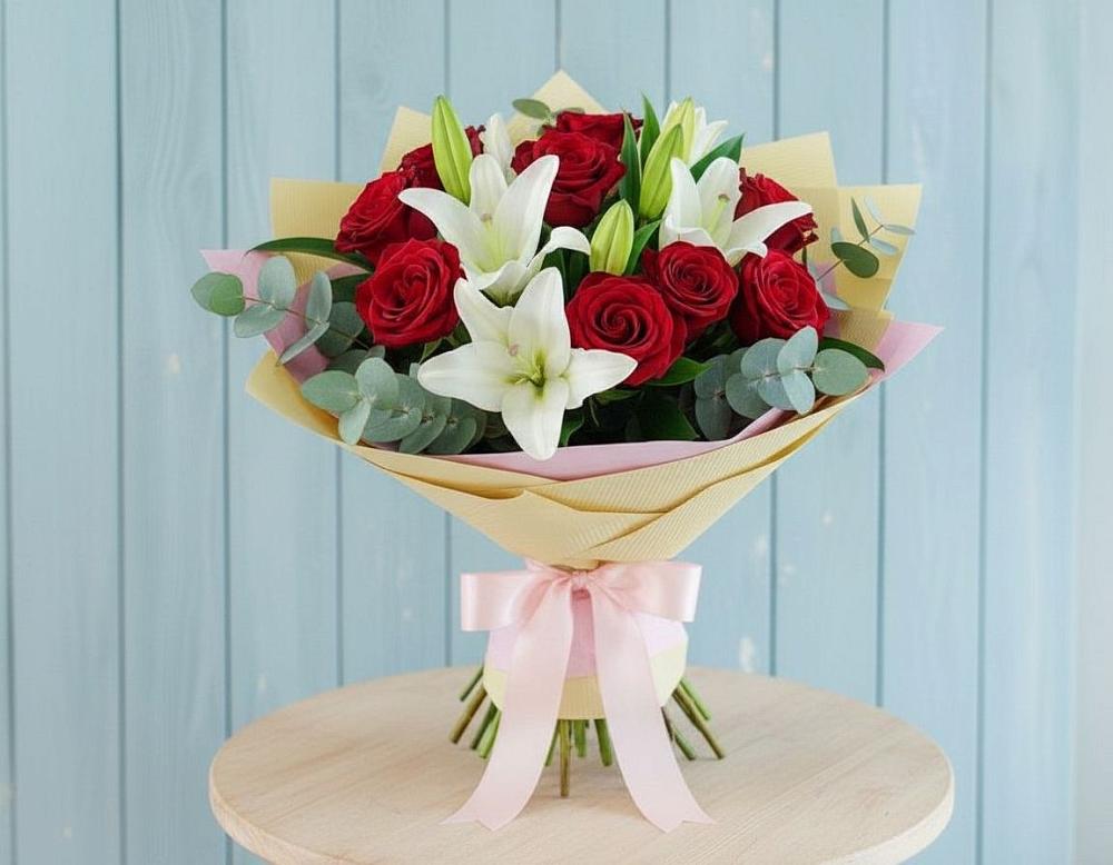 Букет цветов из: Лилии и Розы в Майдарово